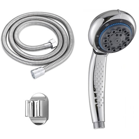 Kit Soffione Doccia Tubo Flessibile 1,8MT Supporto Muro Doccetta a Mano 03428