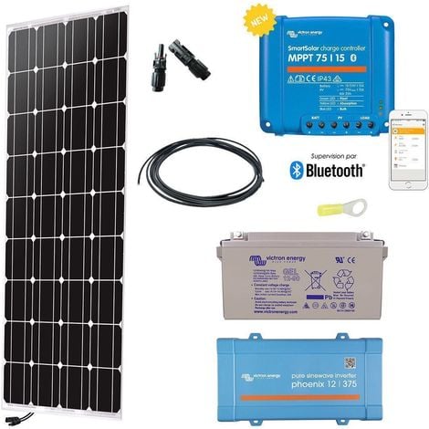 Kit solaire 150w autonome mono + convertisseur 230v