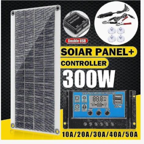 Kit Solaire 300 W - Panneau Solaire Flexible Monocristallin - Contrôleur 20 A - Pour Bateau Camping-Car Maison Remise Charge Batterie
