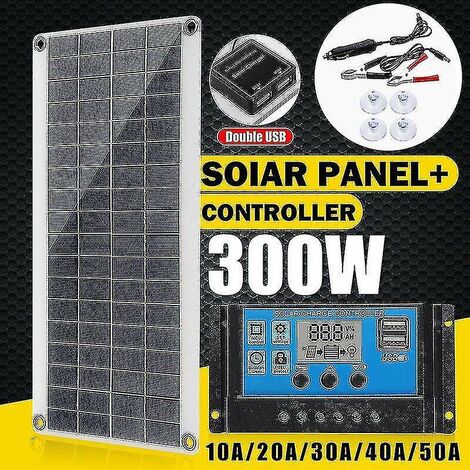 Kit Solaire 300w - Panneau Solaire Flexible Module Pv Monocristallin + Contrôleur 20a Pour Bateau Voiture Camping-car Maison Hangar Batterie Charge