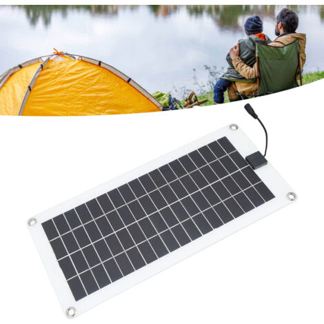 Kit Solaire, Kit Panneau Solaire 30W 12V Polycristallin Imperméable avec Pinces Batterie et Adaptateur Allume-Cigare, 43.5x20cm, ABS