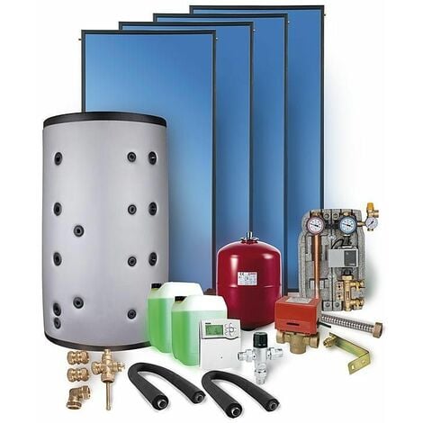 Kit solaire pour eau chaude sanitaire et chauffage avec ballon surface brute des capteurs 10,04m²