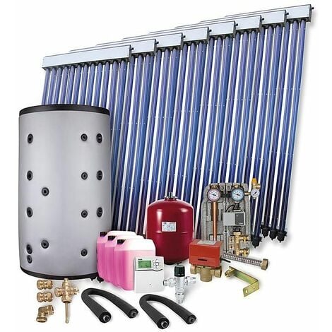 Kit solaire pour ECS et chauffage 16,40 m² surface de collecteurs brute 2 echangeurs et ballon tampon 1000L