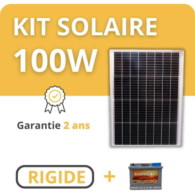 Helios - Kit Solaire Rigide + Batterie - Camping Car / Bateau / Tiny House 100W