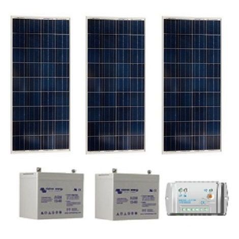 Kit solaire SITE ISOLE 270Wc Polycristallin - 12V (Capacité Batterie : Kit avec 3 batteries Gel 90 Ah )