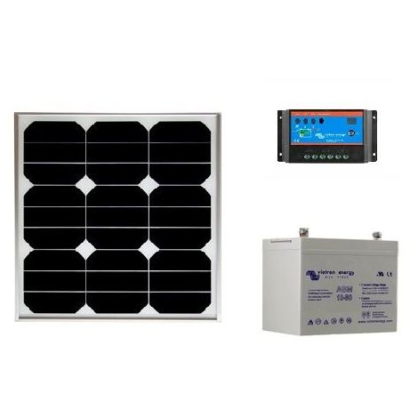 Kit solaire SITE ISOLE 30 Wc - 12V (Capacité Batterie : Kit avec 1 batterie AGM 22 Ah)