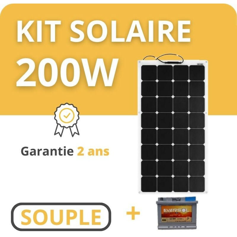 Kit Solaire Souple + Batterie - Camping Car / Bateau / Tiny House 200W