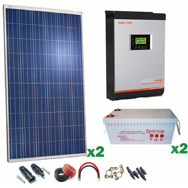 

Kit Solar 24v 500w Inversor H¡brido 3Kw MPPT 80A VHM, Gel 250AH