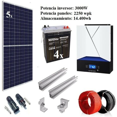Kit Panel Solar 200W + Inversor de Corriente 5000W+Controlador Batería 100A