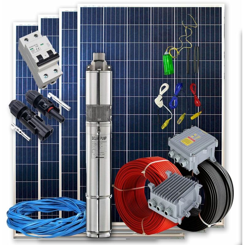 

Kit solar Bombeo 550w - 3/4cv Caudal max. 3200 Litros/hora Altura 54 metros