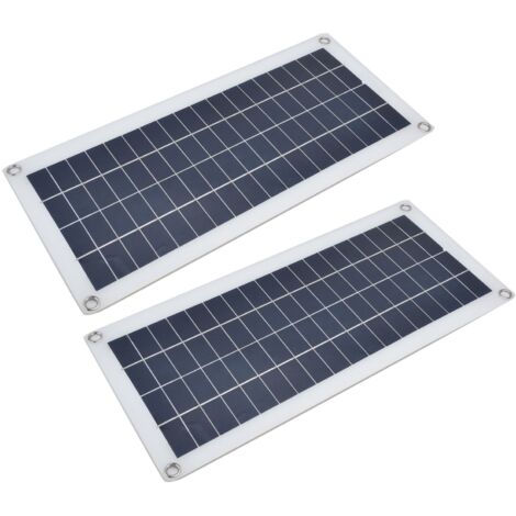 Kit solar fotovoltaico con 2 paneles (10W) con cargador USB y clip para autocaravana o vehículo.