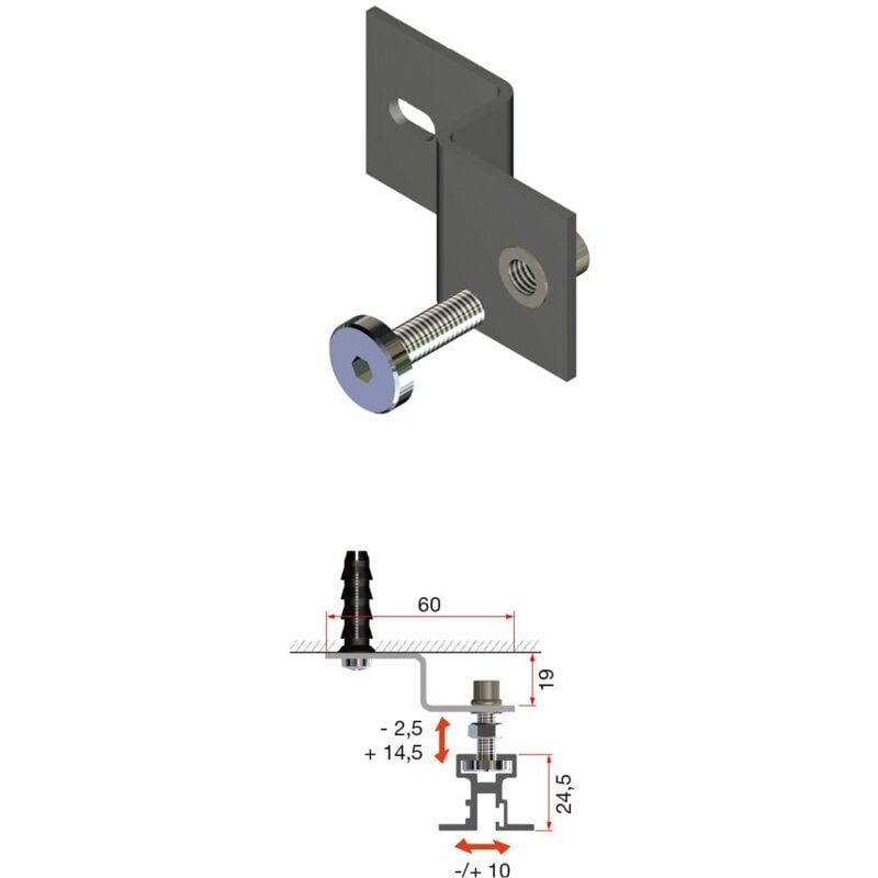 

Kit Soporte Panelsystem Fijación Pared Con Regul. Doble - Aluminio
