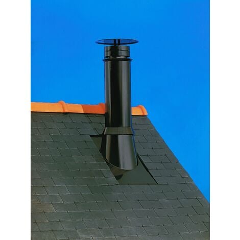 Kit sortie de toit isolé Therminox Poujoulat Diamètre 150 Pente 30 à 45° Couleur noir