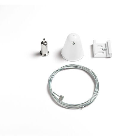 Kit sospensione binario colore bianco e blocca cavo a soffitto 200cm