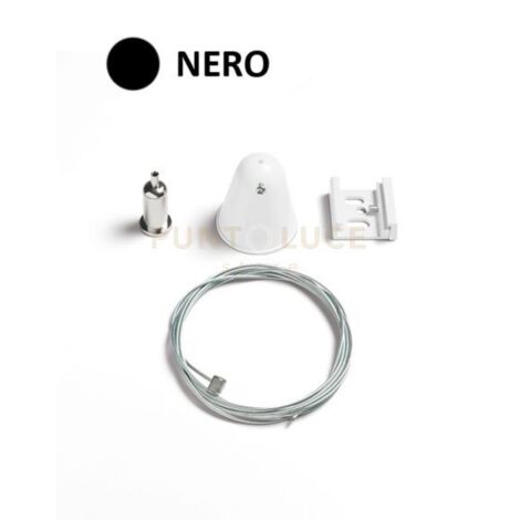 Kit sospensione binario colore nero e blocca cavo a soffitto 200cm