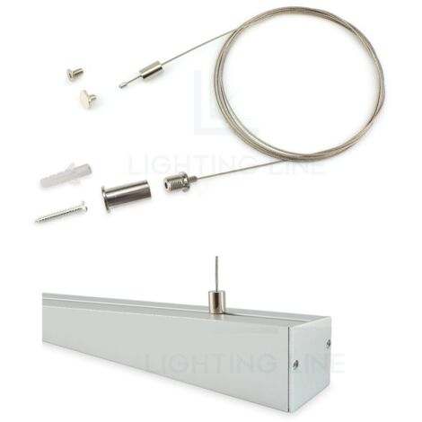 KIT SOSPENSIONE CON CAVO DA 2 MT. PER PROFILO PER LED RETTANGOLARE 21X16 LEDPOINT