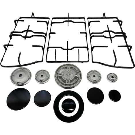 Kit Sostituzione Franke, 3 Griglie + 5 Fornelli Cucina Piattelli e Bruciatori. Dimensioni Griglia DX/SX 422x212 mm Griglia Centrale 390x230 mm