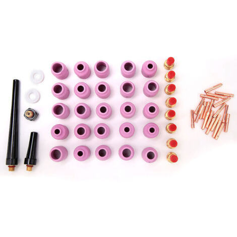 Kit Soudage TIG 58 Pièces Lentille Gaz Joint Pince Couverture Arrière 0.04 1/8 Pouces 9/20/25