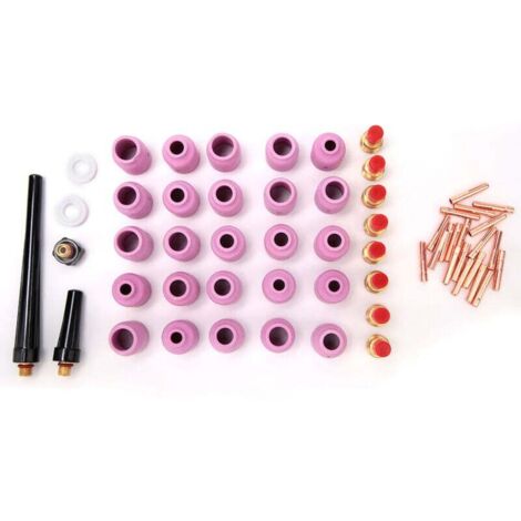 Kit Soudage TIG 58 Pièces Lentille Gaz Joint Pince Couverture Arrière 0.04 1/8 Pouces 9/20/25