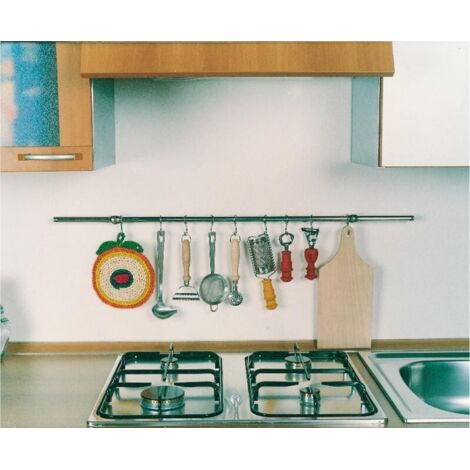 kit sous-plan en acier nickelA  poli 100 cm avec crochets pour meubles de cuisine