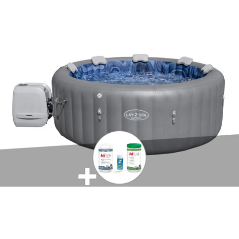 Kit spa gonflable Bestway Lay-Z-Spa Santorini rond HydroJet Pro 5/7 places + Kit traitement brome