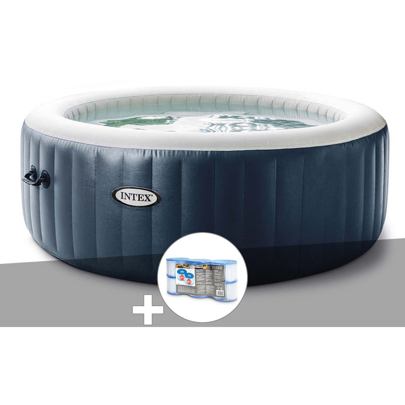 Intex - Kit spa gonflable PureSpa Blue Navy rond Bulles 6 places + 6 filtres