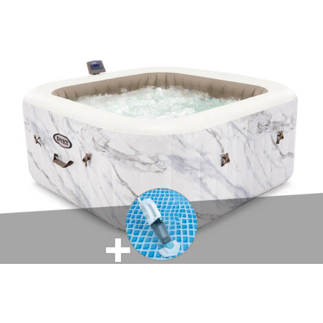 Kit spa gonflable Intex PureSpa Calacatta carré Bulles 4 places + Aspirateur