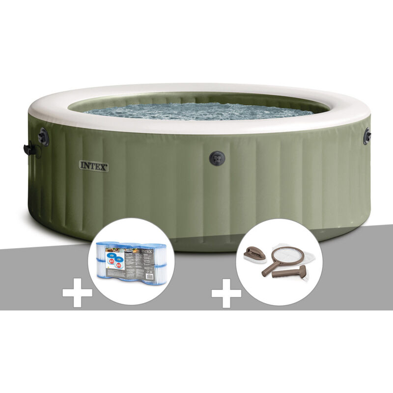 Kit spa gonflable Intex PureSpa rond Bulles 4 places + 6 filtres + Kit d'entretien