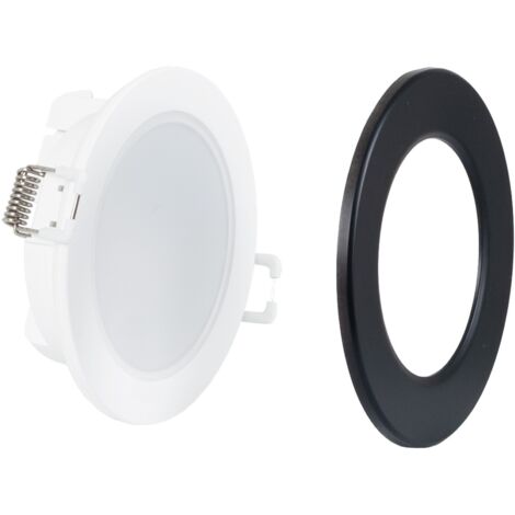 Kit Spot encastrable extérieur 5W - IP65 - 3000K + Collerette - Blanc Chaud - Noir