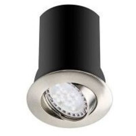 Kit spot encastré LED recouvrable nickel satiné rond orientable Ø 88mm pour ampoule GU10 10W (non incl) IP23 RT1014 RX INDIGO