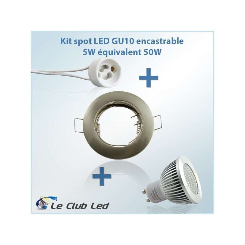 Image of Superled - Kit spot led GU10 5W cob equivalente a 50W Bianco caldo 2700K - Foratura spazzolata regolabile rotonda 74mm SUP-6002A - Bianco caldo 2700K