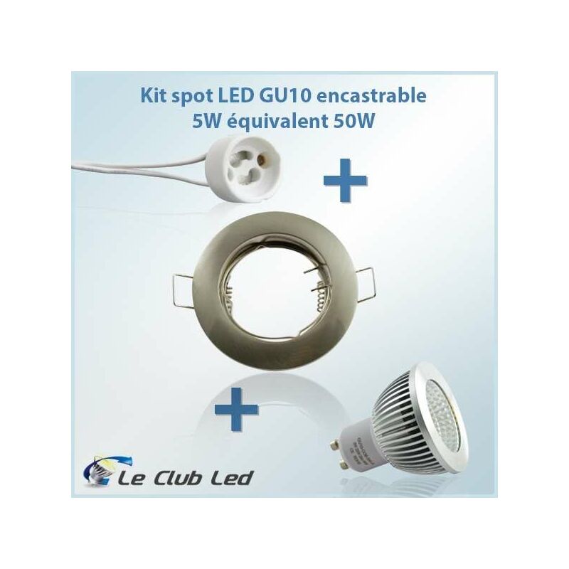Image of Superled - Kit spot led GU10 5W cob equivalente a 50W Bianco caldo 2700K - Foratura rotonda regolabile in alluminio 80mm SUP-5005A - Bianco caldo