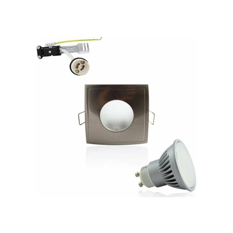 Image of Kit Spot LED GU10 impermeabile 6W luce quadrata in alluminio 50W bianco caldo 2700K