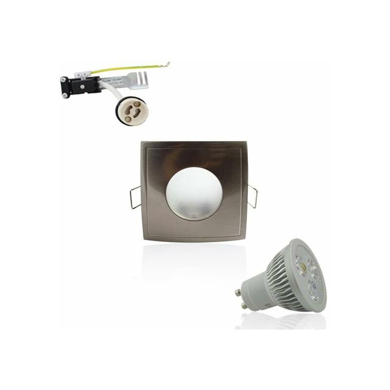 Image of Kit Spot led GU10 waterproof 4W luce quadrata in alluminio 35W bianco naturale 4500K