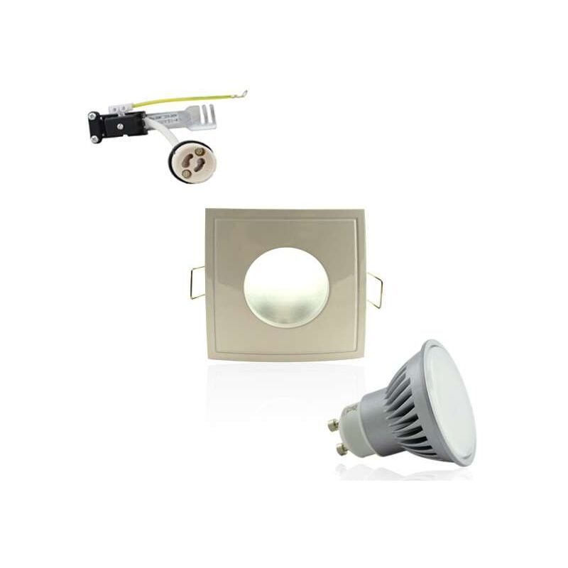 Image of Superled - Kit spot led GU10 waterproof 6W luce bianca quadrata 50W bianco caldo 2700K