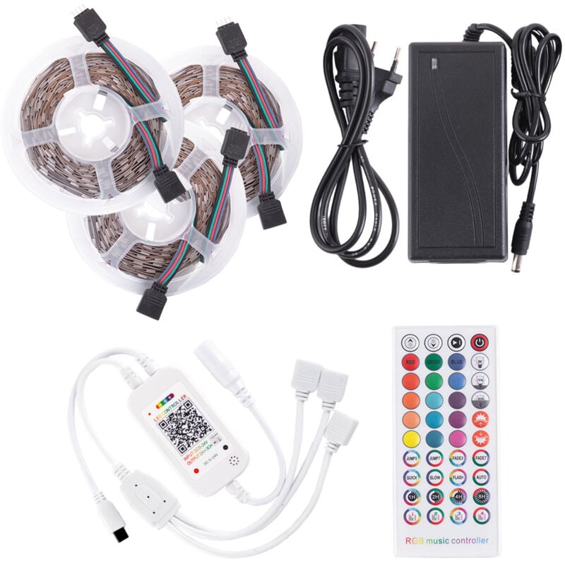 Greenice - Kit Ruban 108W 4 500Lm 450 LEDs 15 mètres rgb Blister Transformateur, Contrôleur, Télécommande IP20 40 000H [CA-KITRGB-15M]