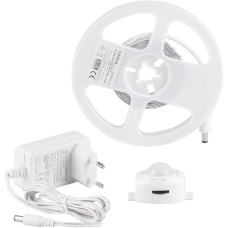 Kit striscia LED 2m 12V 4000K alimentatore PIR IP20 Polux