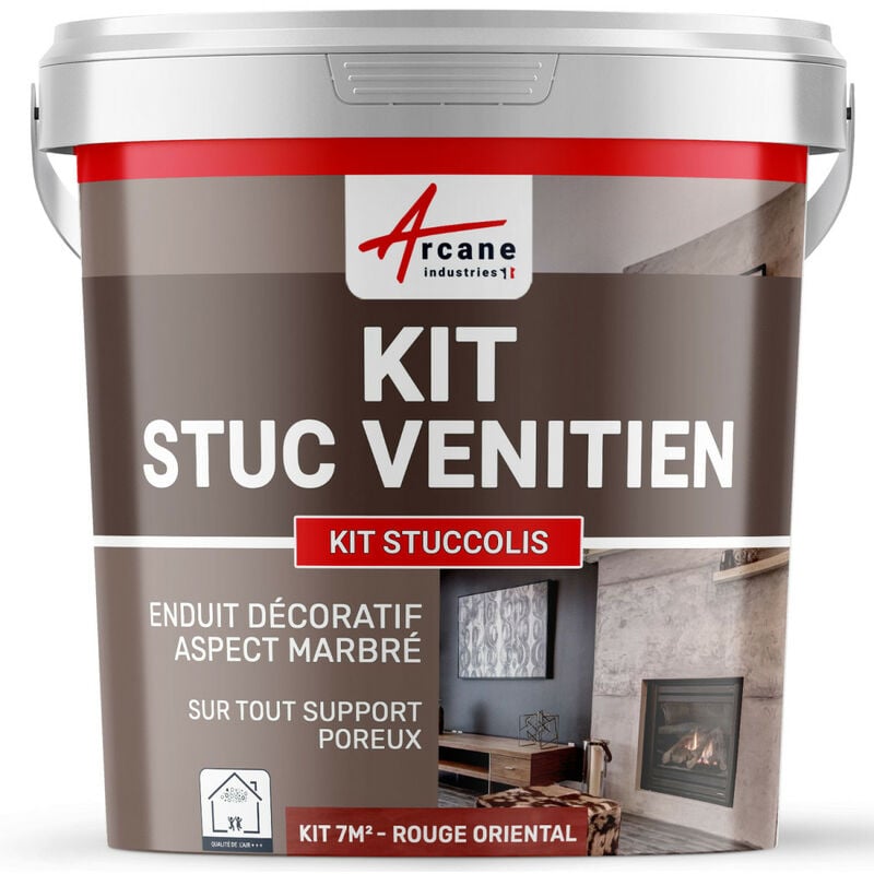 Kit stuc venitien enduit stucco spatulable décoratif kit stuccolis - kit jusqu'à 7 m² Rouge Oriental Arcane Industries