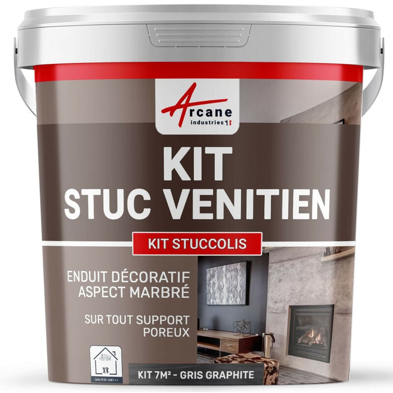 Kit stuc venitien enduit stucco spatulable décoratif kit stuccolis - kit jusqu'à 7 m² Gris Graphite Arcane Industries