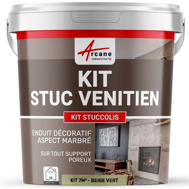 Kit stuc venitien enduit stucco spatulable décoratif kit stuccolis - kit jusqu'à 7 m² Beige Vert Arcane Industries