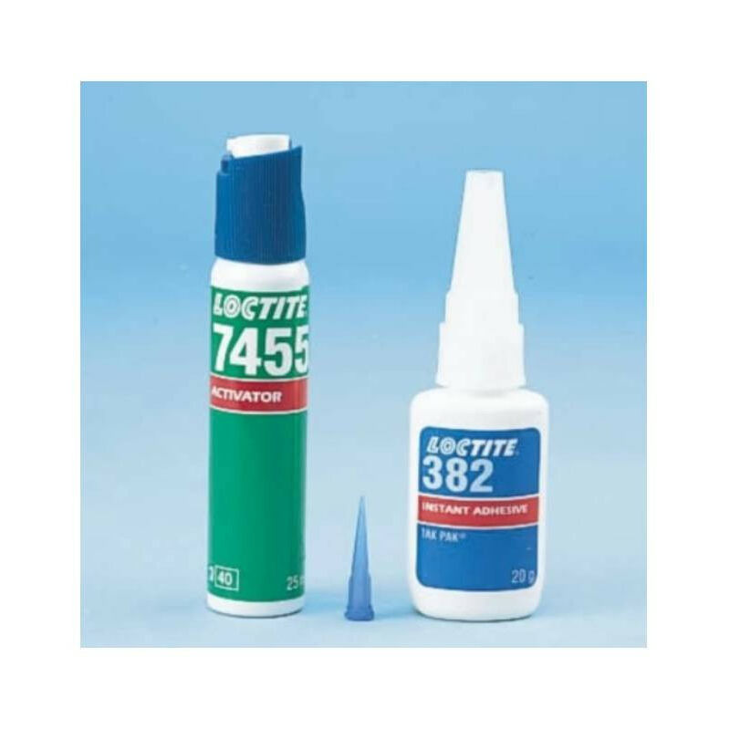 Kit Super Glue Loctite 382 avec durcisseur Loctite 7455 - Liquide - Bouteille - 20g - Transparent