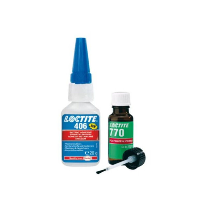 Kit Super Glue Loctite 406 avec activateur Loctite 770 - Liquide - Bouteille - 20g - Transparent