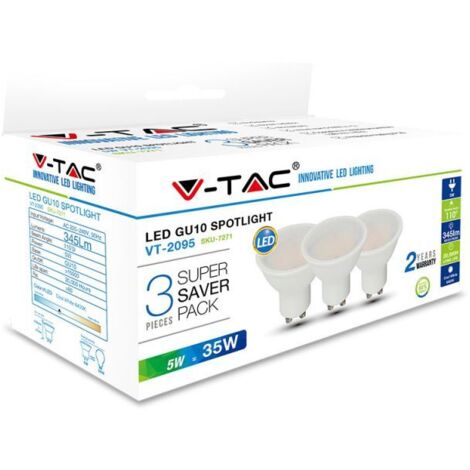 KIT Super Saver Pack VT-2095 3PCS/PACK Spot led SMD 5W GU10 blanc chaud 3000K - sku 7269
