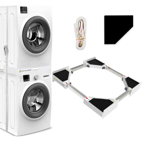 Kit Supperposition Sèche Linge, Kit de Superposition lave Linge seche Linge avec Sangle à Cliquet Renforcée, Kit Superposition lave Linge Seche Linge Universel, taille réglable（46-66cm）