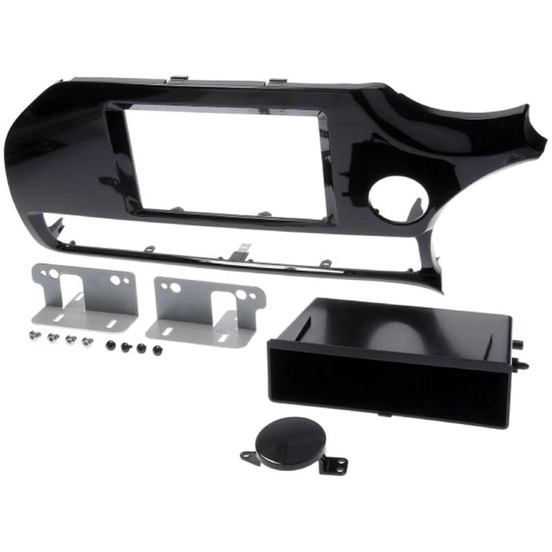Kit support Autoradio compatible avec Kia Rio ap15 - noir brillant - avec vide-poche