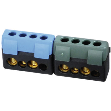 Kit support + 2 borniers bleu + vert (2x10mm² + 2x16mm²) pour tableau electrique BLM