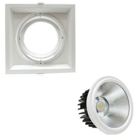 Kit Support AR111 Encastrable Orientable avec Ampoule LED 20W - Blanc Neutre 4000K - 5500K - SILAMP