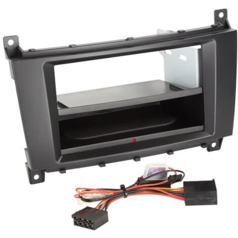 Kit support Autoradio compatible avec Mercedes avec vide poche Induction Qi - Noir