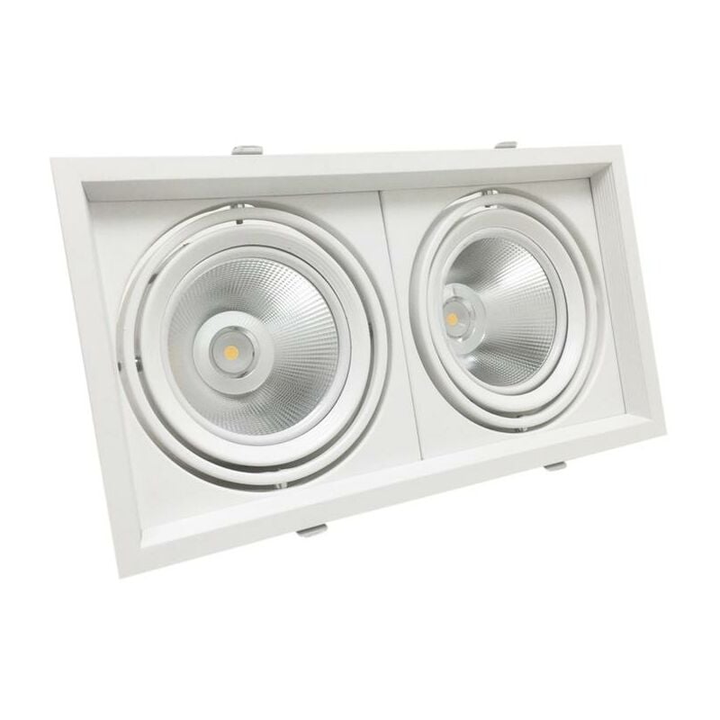 Kit Support Double AR111 Encastrable Orientable avec Ampoules led 20W - Blanc Neutre 4000K - 5500K Silamp