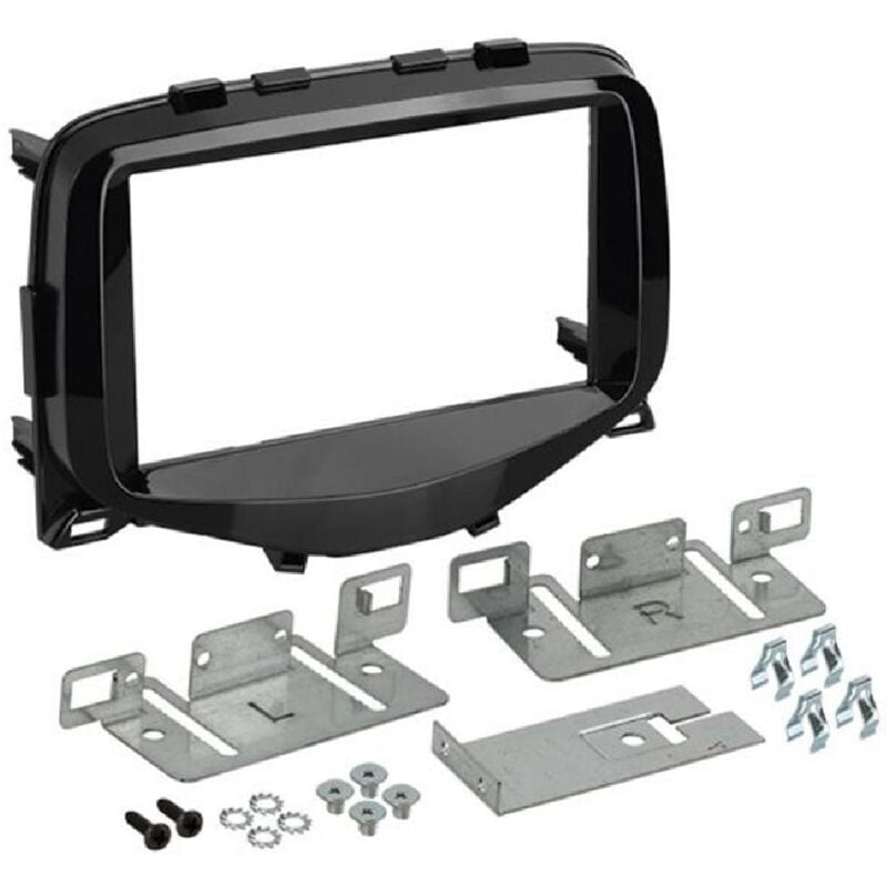 Kit support Autoradio compatible avec Citroen C1 Peugeot 108 Toyota Aygo -Noir brillant